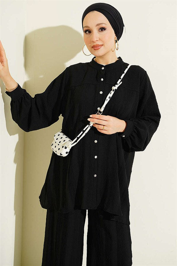 Zigzag Pattern 2 Piece Set, Black