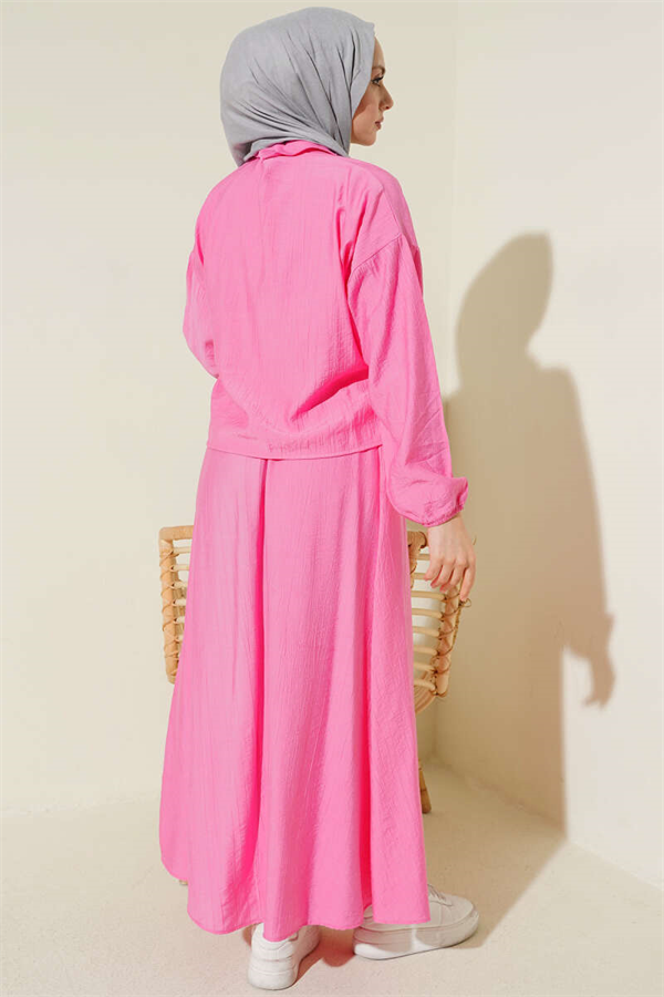 2 Piece Set with Staple Pocket Flap Skirt, Pink