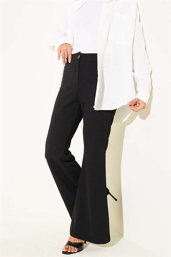Chain Belted Spanish Flare Trousers Black