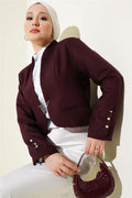Chain and Hook Pin Short Jacket Claret Red