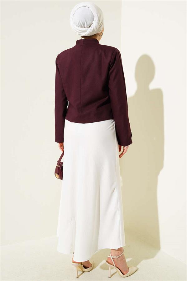 Chain and Hook Pin Short Jacket Claret Red