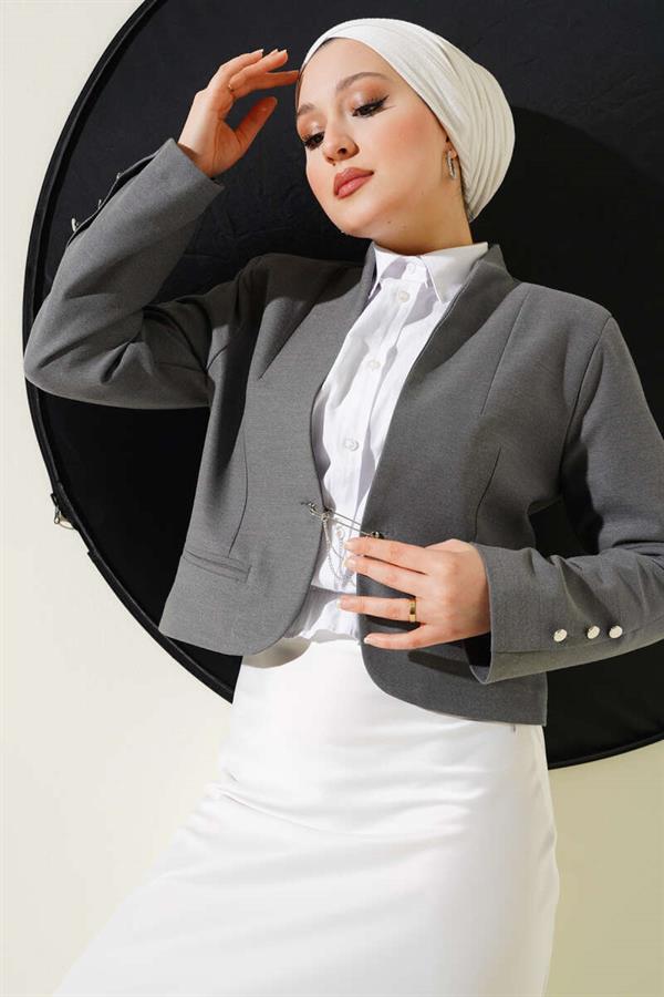 Chain and Pin Short Jacket Gray