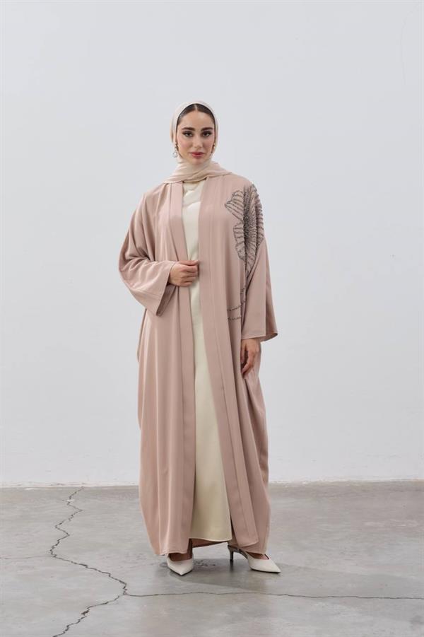 Flower Designed Premium Abaya Mink