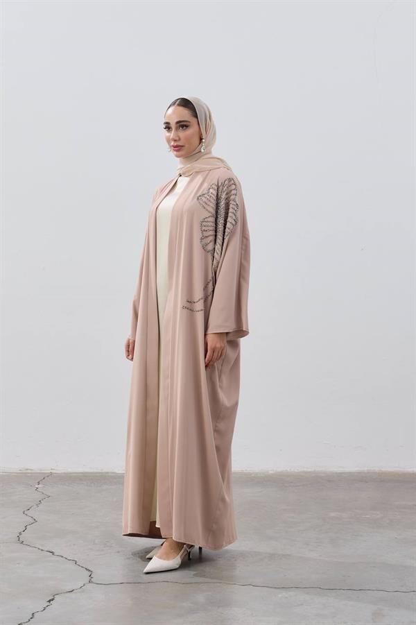 Flower Designed Premium Abaya Mink