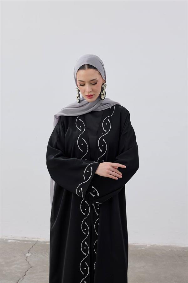Stone Detailed Premium Abaya Black