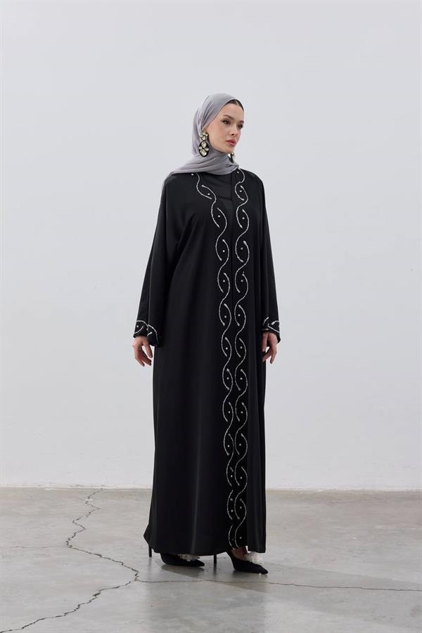 Stone Detailed Premium Abaya Black