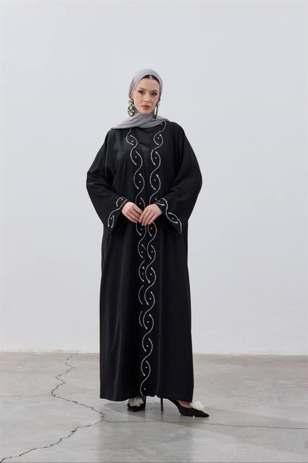 Stone Detailed Premium Abaya Black