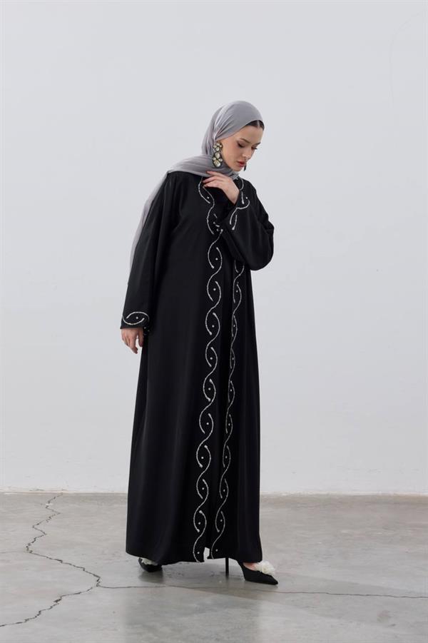 Stone Detailed Premium Abaya Black