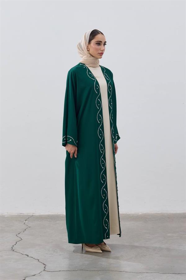 Stone Detailed Premium Abaya Emerald Green