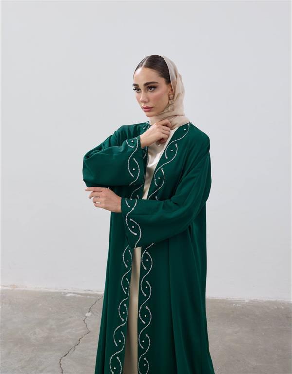 Stone Detailed Premium Abaya Emerald Green