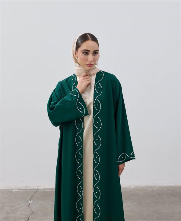 Stone Detailed Premium Abaya Emerald Green