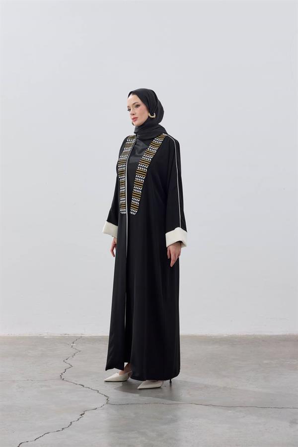 Stripe Detail Premium Abaya Black