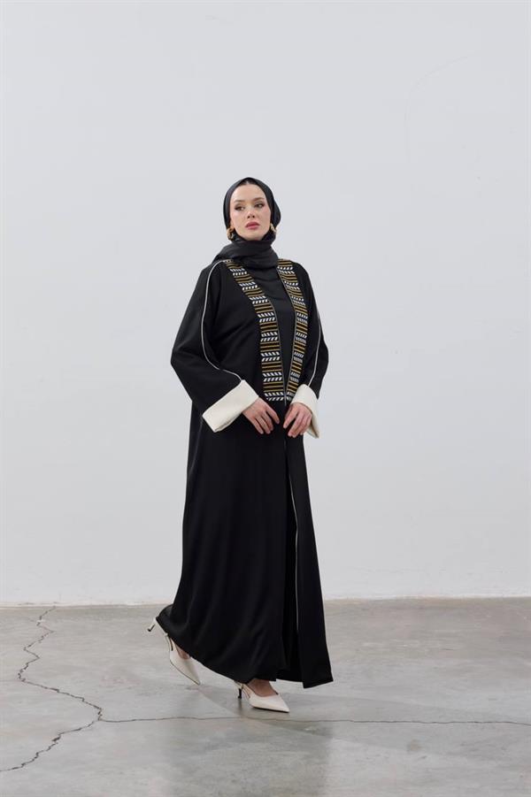 Stripe Detail Premium Abaya Black