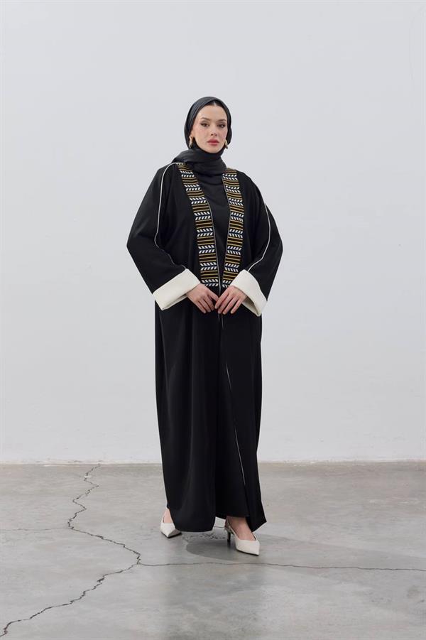 Stripe Detail Premium Abaya Black