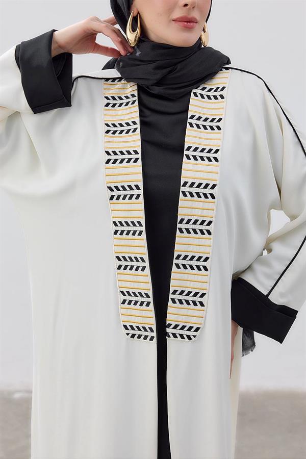 Stripe Detail Premium Abaya White