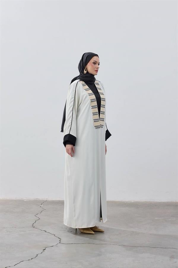 Stripe Detail Premium Abaya White