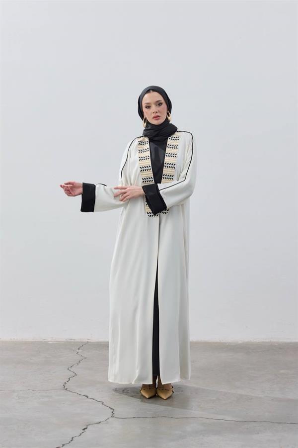 Stripe Detail Premium Abaya White