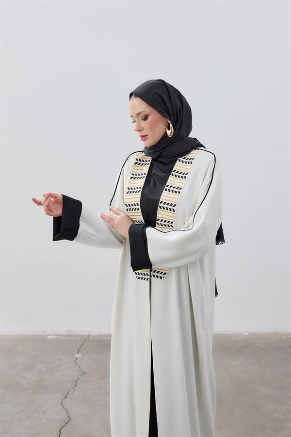 Stripe Detail Premium Abaya White